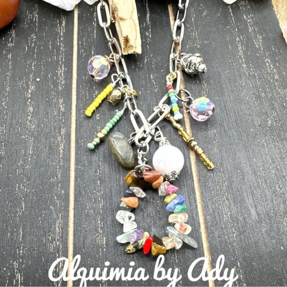 LAYERED MULTI CHARMS NECKLACE - Picture 2 of 3